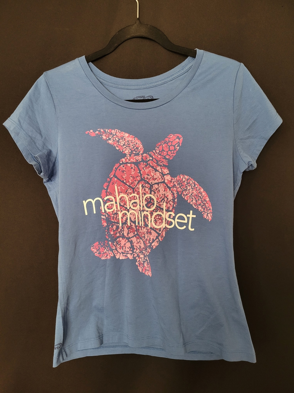 Women's Light Blue Short-Sleeve Tee with Pink Turtle Graphic - Mahalo Mindset